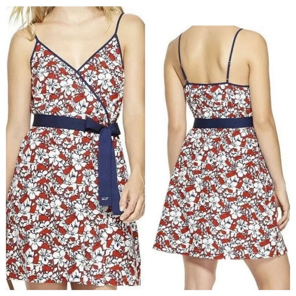 Vineyard Vines for Target Women's Hibiscus Whale V-Neck Wrap Dress Sz XS